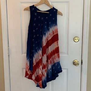 Red, White, & Blue American flag free flowing dress
